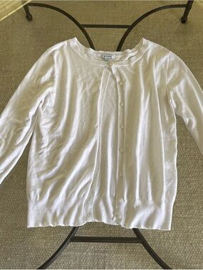Susina White Lightweight Knit Button Cardigan